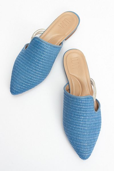 LuviShoes Dámské pantofle PESA Blue Straw Stone