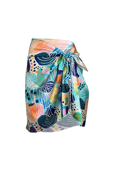 Bolder Sakura Navy Blue Geometric Satin Sheer Pareo (147*55)