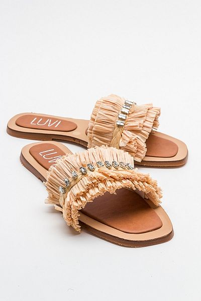 LuviShoes LUPE Beige Stone Women's Slippers