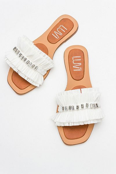 LuviShoes LUPE White Stone Women's Slippers