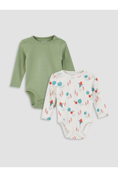 LC Waikiki 2 db Crew nyakú nyomtatott és pattintható testkészlet kisfiúknak