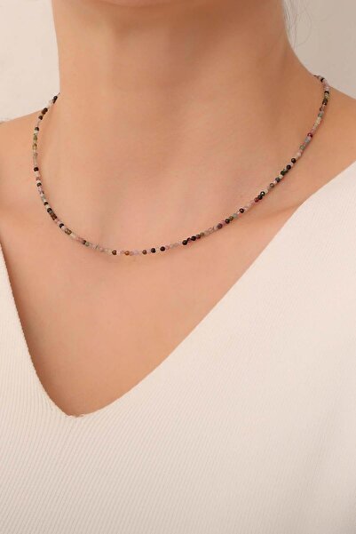 Dünya Doğal Taş Turmalin Taşı Kolye ( 925 Ayar Gümüş Aparatlı )