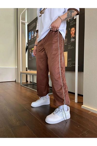 Gofeel Λεπτομέρεια γραμμής Harajuku Oversize Unisex Παντελόνι Αλεξίπτωτο
