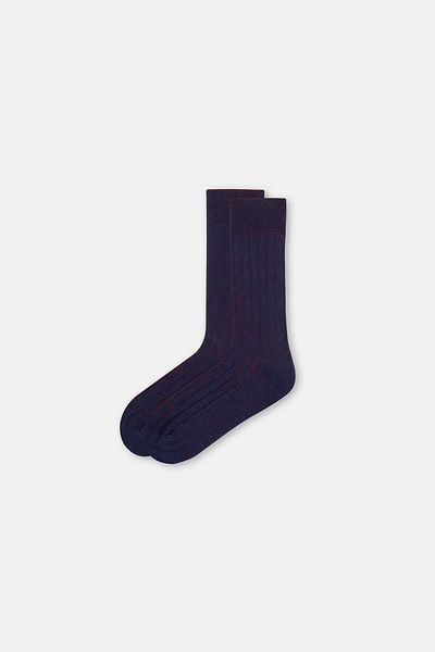 Dagi Marineblaue Baumwollsocken mit Doppelzylinder für Herren