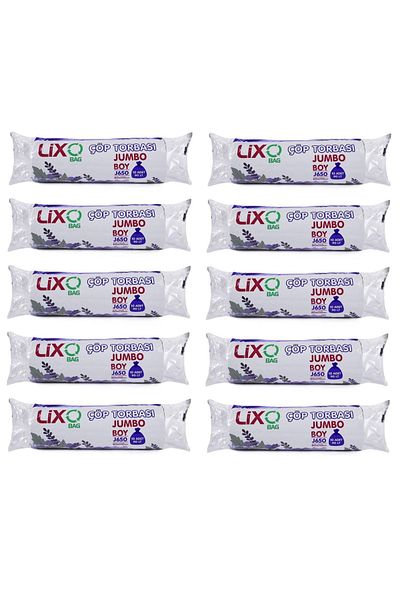 LİXOBAG J-650 Jumbo Size Garbage Bag 80x110 Cm 10 Pieces Rolls * 10 Packs = 100 Pieces Black