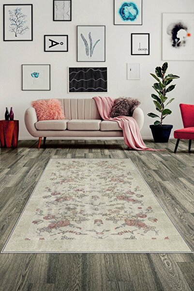 on the clouds İnce Çzigiler Desenli Çiçekli Dijital Baskılı Yıkanabilir Kayma...