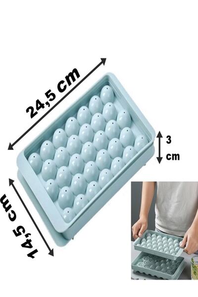 BİODATA Büyük Küre Buz Kalıbı Kapaklı 33 Hazneli 25cm lzgara Buz Küpü Kalıp K...