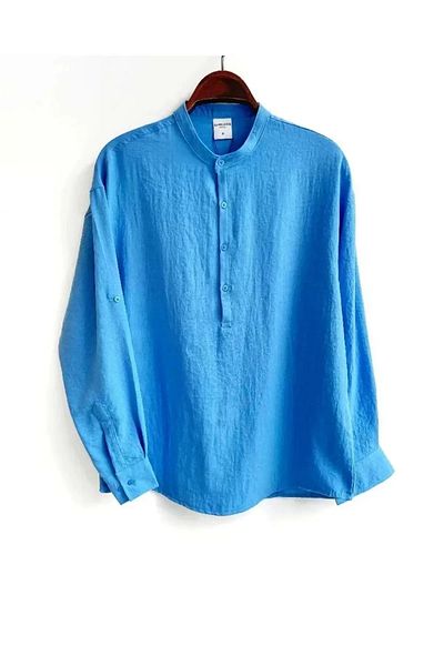 KUN SPORTSWEAR Cămașă de in Oversize Design Special Model cu rever