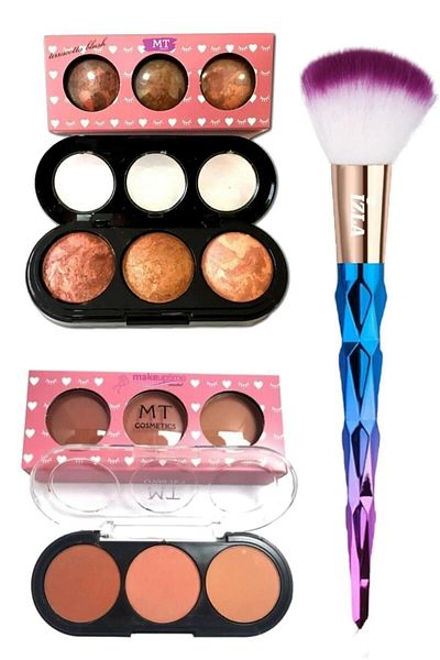 Makeuptime Modern Design - Set of 3 Matte Blush and Terracotta Brushes 431550