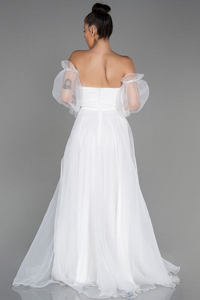 Abiyefon Long SleeveDalyaEcru Evening Dress - Abu2076
