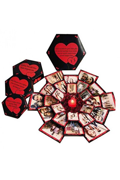 Hediye Kesesi Patlayan Aşk Kutusu 4'lü Klasik Siyah