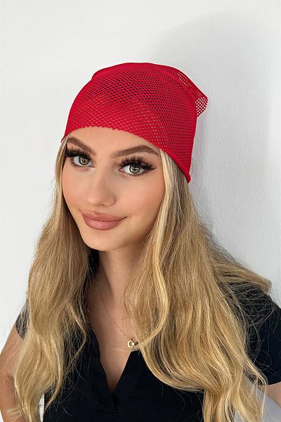 TAKIŞTIR وشاح شبكي باللون الأحمر