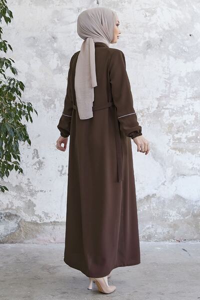 InStyle Abaya z paskiem Milena Biye - brązowa