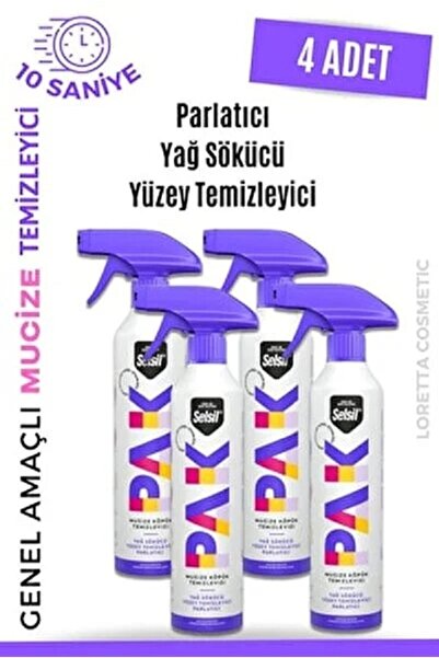 Selsil Pak 4 Lü 500 Ml Mucize Köpük Temizleyici Sprey Yağ Sökücü Yüzey Temizl...