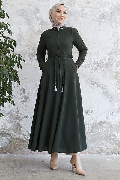InStyle Χακί Sivya Ferace - Λεπτομέρεια με κουμπιά και πλεκτός γιακάς