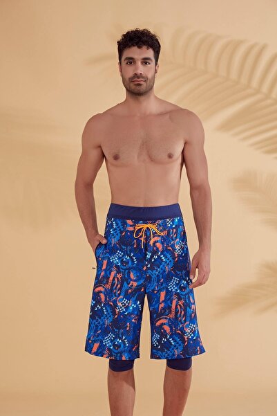 Marina Ανδρικό σορτς με γαλάζιο σχέδιο S2351