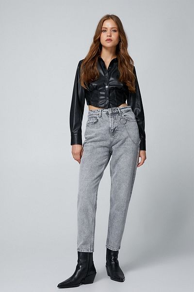 Koton Women's High Waist Denim Trousers Lightweight Skinny Leg - Mom Jeans 4WAL40063MD