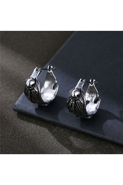 Viking Gothic Skull Leaf Pattern - Unisex Vintage Biker Earrings 316L - Large Size