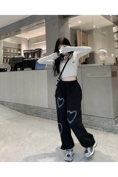 DENİKK Спортивний костюм Harajuku Style Heart Detail Oversize Штани