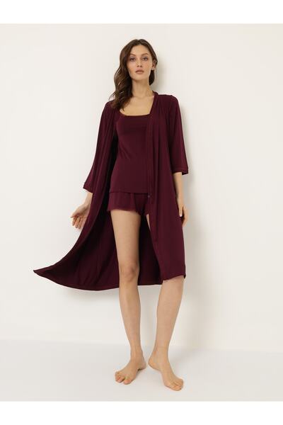 Luisa Moretti Bambu Şortlu Gecelik Sabahlık Takımı Lms-6177