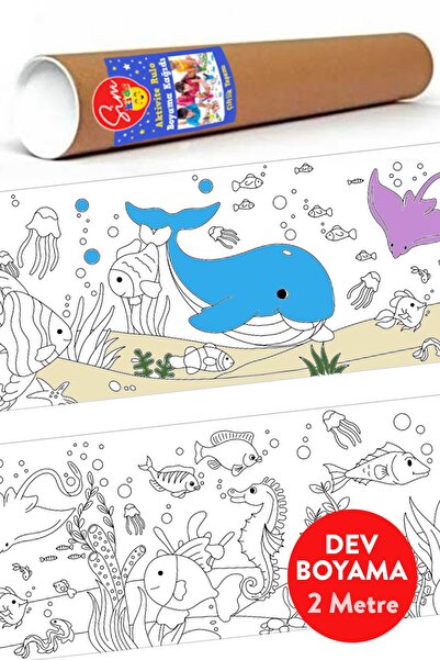 Sim Tasarım Deniz Canlıları Tema Eğitici Tatil Etkinlik Aktivite Boyama Kağıdı