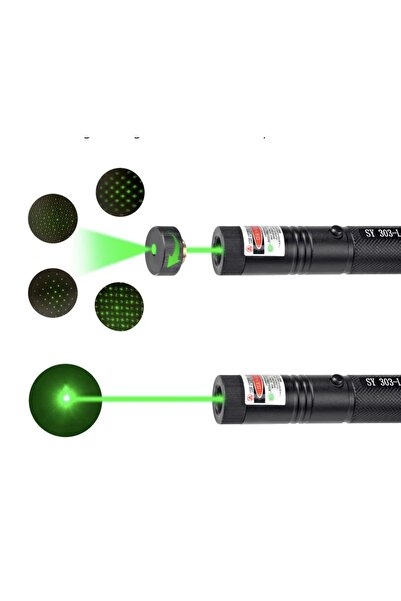 Lazer Yeşil Güçlü 10 Km Menzil 5 Efektli Başlıklı
