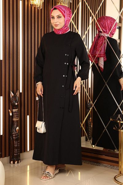 Modamihram Zapínanie na bokoch Abaya Black 19133