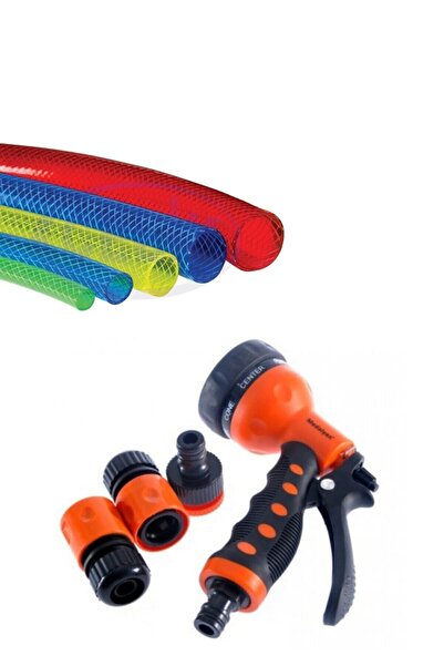 YDGR 3'lü Set 20 Metre Örgülü Hortum + Plastik Hortum Askısı + 7 Fonksiyonlu ...