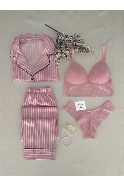 MH Moony Homewears Σετ Εσωρούχων Σατέν Πυτζάμες 4 τεμαχίων