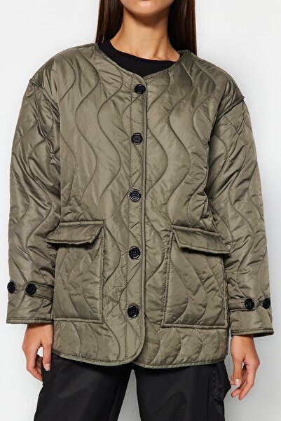 Trendyol Collection Khaki Water Repellent Quilted Coat TWOAW24MO00029