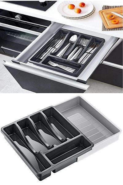KOZART Adjustable Sliding Slide Drawer Spoon Holder 3 SIZE SPOON Holder