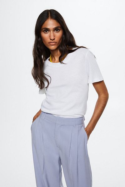 MANGO Woman Tricou alb pentru femei 37050480