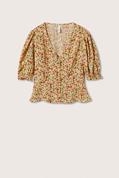 MANGO Woman Waniliowa bluzka damska 27017125