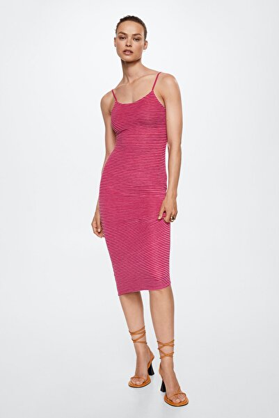 MANGO Woman Fuşya Kadın Elbise 37061316