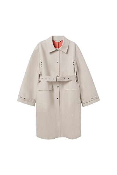 MANGO Woman Beżowy damski trencz 27024758