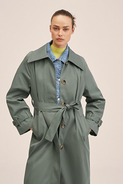 MANGO Синій жіночий тренчкот 27034756