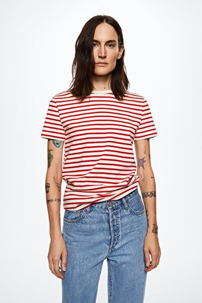 MANGO Κόκκινο γυναικείο μπλουζάκι 37025966