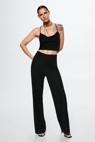 MANGO Woman Μαύρη γυναικεία μπλούζα 37000457