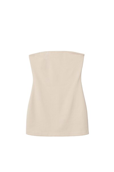 MANGO Woman Ekru Kadın Elbise 37063843