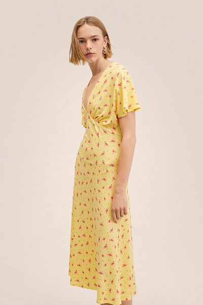 MANGO Жовта жіноча сукня 27027746