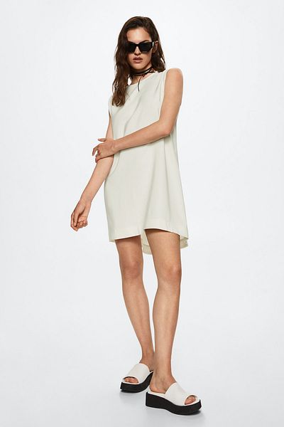 MANGO Ecru Women's Dress 37001242