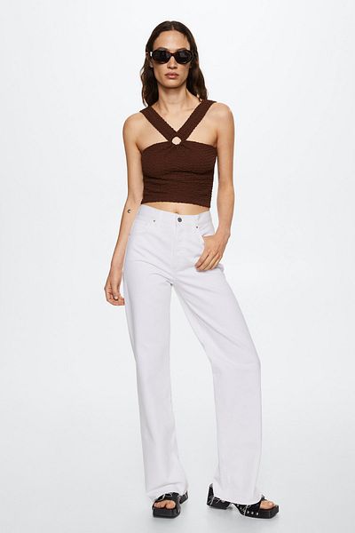 MANGO Braune Damenbluse 37001268