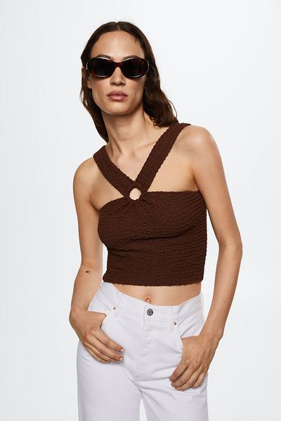 MANGO Braune Damenbluse 37001268
