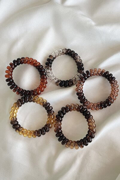 TAKIŞTIR Set of 5 Colorful Spiral Rubber Buckles