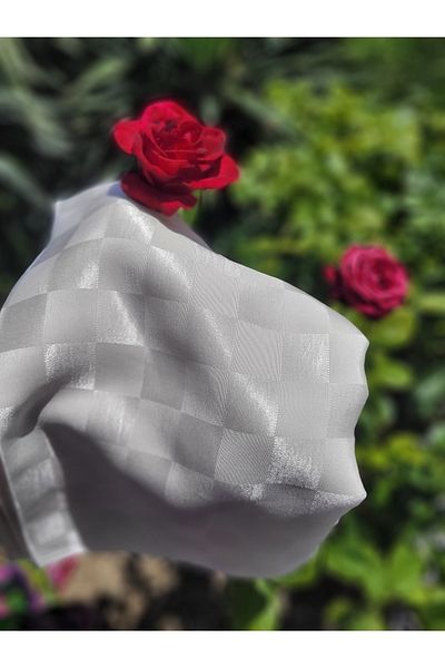 FRESCO SCARFS Γυναικείο Hijab Μεταξένιο Βαμβακερό Ζακάρ Γυαλιστερό σάλι με μοτίβο*εκρού