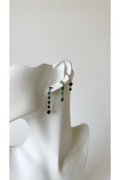 Alâ Atelier dangling green stone 3-piece combination earring set