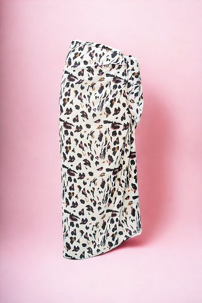 pistore White Brown Leopard Patterned Long Pareo Satin No Sheer Women's Beach Dress New Season
