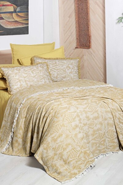 Sarev Arwen Жовтий Одномісний 100% Бавовняна Нитка Фарбований Комплект Постіл...