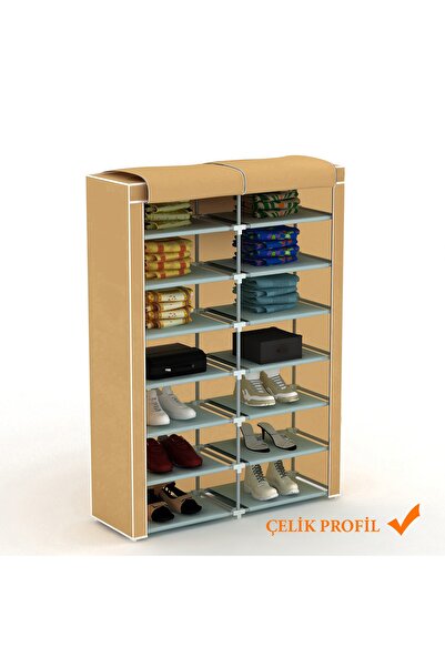 HOLTEK İki Bölmeli Çelik Profilli Bezdolap Ve Ayakkabılık Kumaş Gardırop