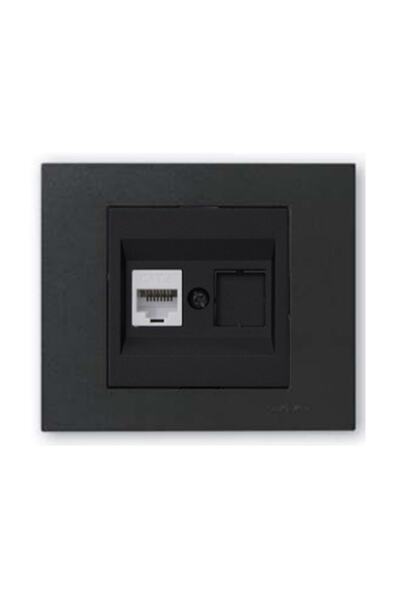 OVİVO مقبس Ovivo Grano Metallic CAT6 RJ45 أسود + إطار أسود